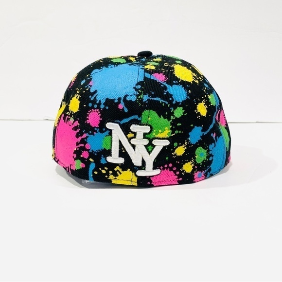 NWT City Hunters NY Black Splatter Paint Baseball Hat - Picture 3 of 5